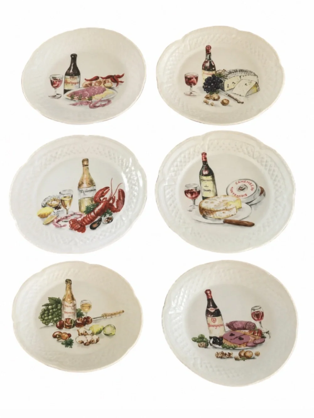 Porcelain canapé appetizer plates  PHILIPPE DESHOULIERE set of 6 New In Box